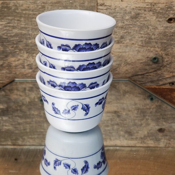Blue Lotus Melamine Asian Tea Cups - Set of 4 - Picture 4 of 8